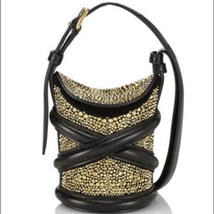 ALEXANDER MCQUEEN Micro The Curve Embellished Bucket Bag